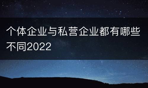 个体企业与私营企业都有哪些不同2022