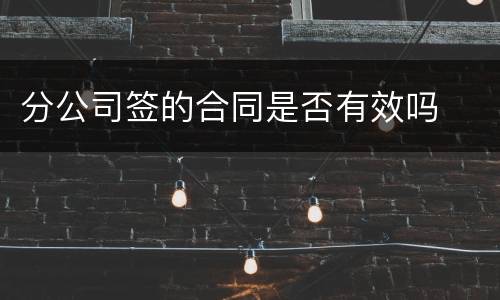 分公司签的合同是否有效吗