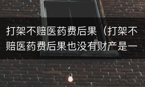 打架不赔医药费后果（打架不赔医药费后果也没有财产是一位老人怎么办）