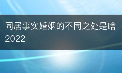同居事实婚姻的不同之处是啥2022