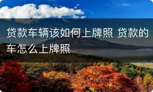 贷款车辆该如何上牌照 贷款的车怎么上牌照
