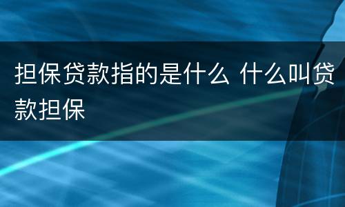 担保贷款指的是什么 什么叫贷款担保