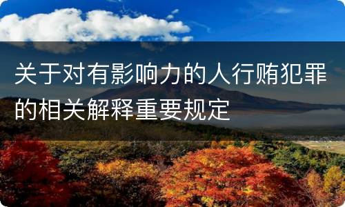 关于对有影响力的人行贿犯罪的相关解释重要规定