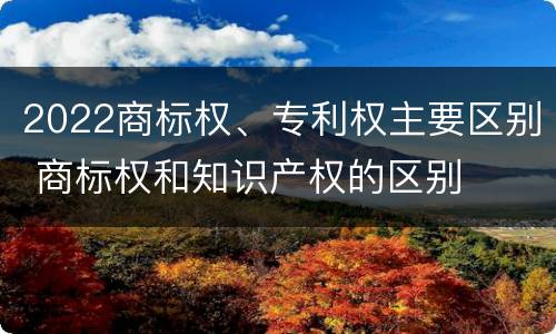 2022商标权、专利权主要区别 商标权和知识产权的区别