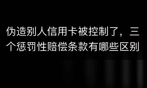 伪造别人信用卡被控制了，三个惩罚性赔偿条款有哪些区别呢