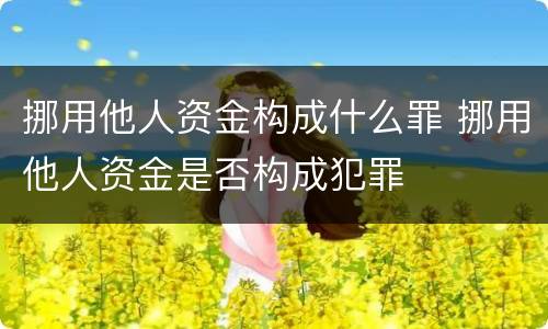 挪用他人资金构成什么罪 挪用他人资金是否构成犯罪
