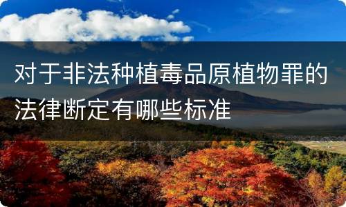 对于非法种植毒品原植物罪的法律断定有哪些标准