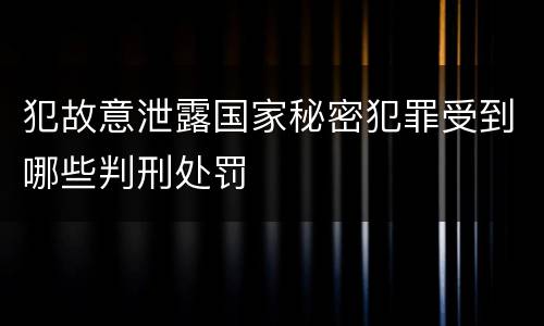 犯故意泄露国家秘密犯罪受到哪些判刑处罚
