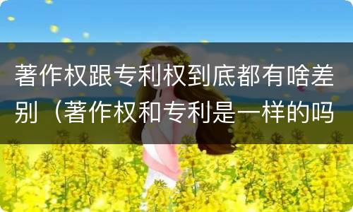 著作权跟专利权到底都有啥差别（著作权和专利是一样的吗）