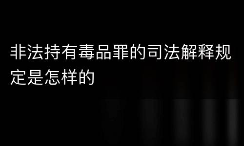 非法持有毒品罪的司法解释规定是怎样的