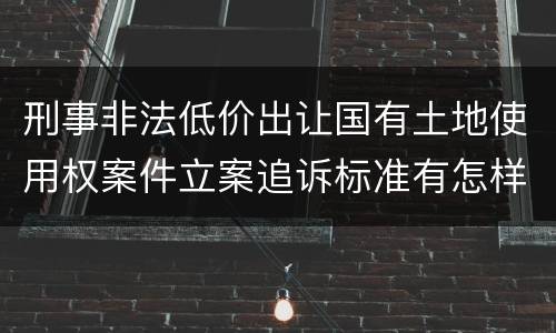 刑事非法低价出让国有土地使用权案件立案追诉标准有怎样的规定