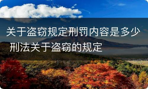 关于盗窃规定刑罚内容是多少 刑法关于盗窃的规定