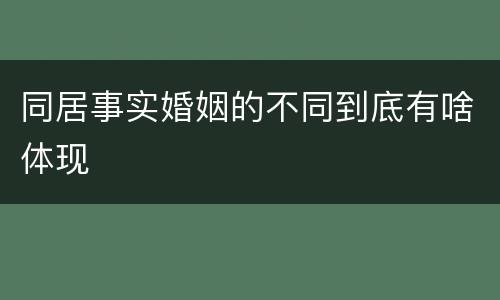 同居事实婚姻的不同到底有啥体现