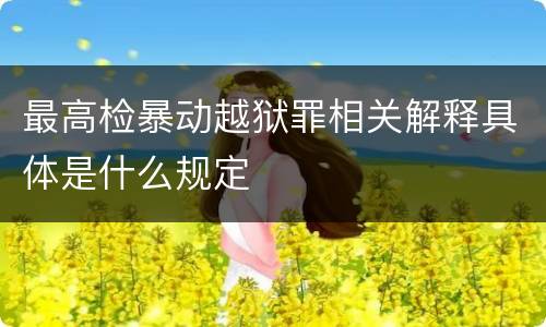 最高检暴动越狱罪相关解释具体是什么规定