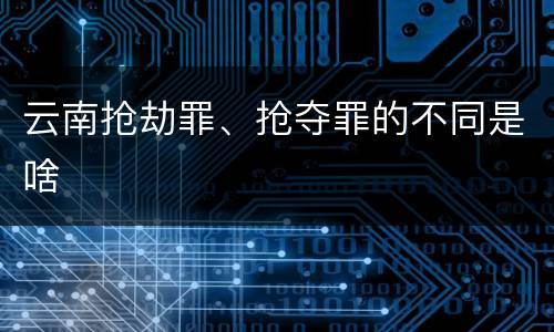 云南抢劫罪、抢夺罪的不同是啥
