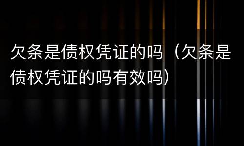 欠条是债权凭证的吗（欠条是债权凭证的吗有效吗）