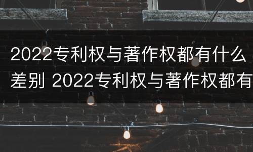 2022专利权与著作权都有什么差别 2022专利权与著作权都有什么差别呢