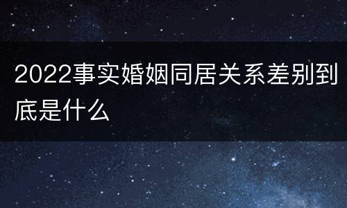 2022事实婚姻同居关系差别到底是什么