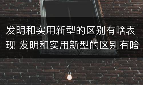 发明和实用新型的区别有啥表现 发明和实用新型的区别有啥表现和联系