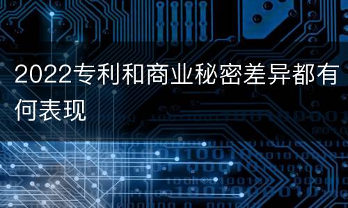 2022专利和商业秘密差异都有何表现