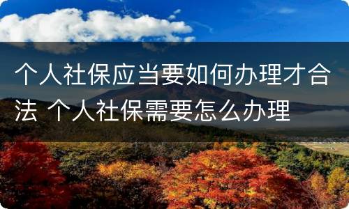 个人社保应当要如何办理才合法 个人社保需要怎么办理