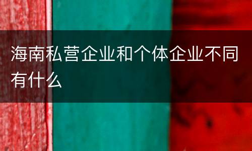 海南私营企业和个体企业不同有什么