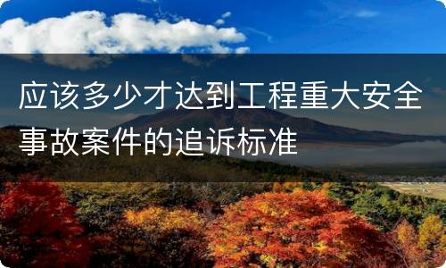 应该多少才达到工程重大安全事故案件的追诉标准