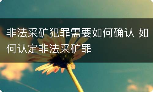 非法采矿犯罪需要如何确认 如何认定非法采矿罪
