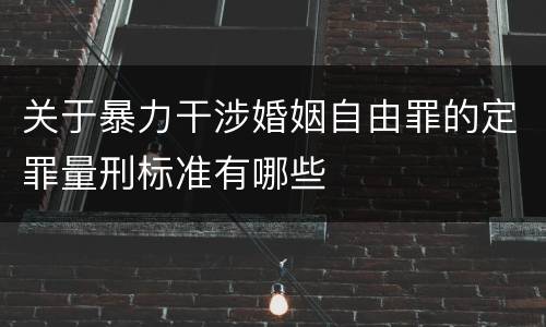 关于暴力干涉婚姻自由罪的定罪量刑标准有哪些