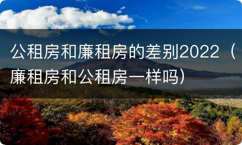 公租房和廉租房的差别2022（廉租房和公租房一样吗）