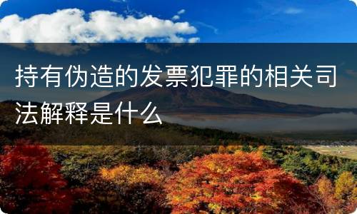 持有伪造的发票犯罪的相关司法解释是什么