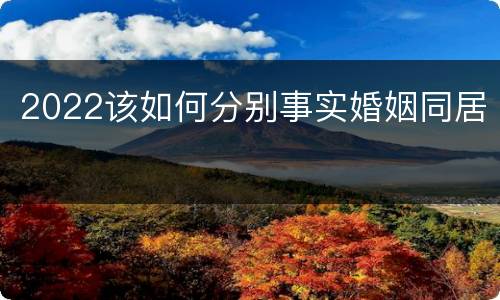 2022该如何分别事实婚姻同居