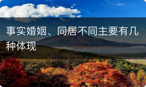 事实婚姻、同居不同主要有几种体现