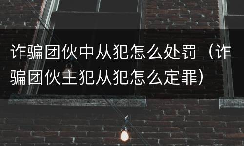 诈骗团伙中从犯怎么处罚（诈骗团伙主犯从犯怎么定罪）