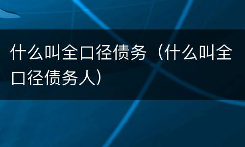 什么叫全口径债务（什么叫全口径债务人）