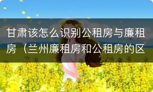 甘肃该怎么识别公租房与廉租房（兰州廉租房和公租房的区别）