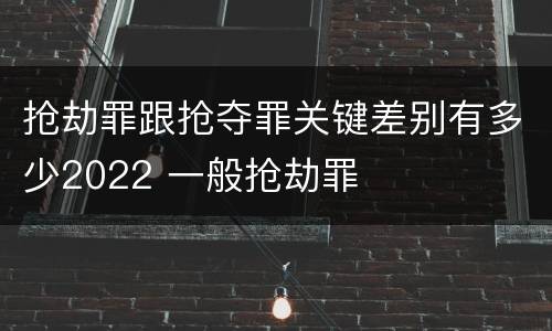 抢劫罪跟抢夺罪关键差别有多少2022 一般抢劫罪