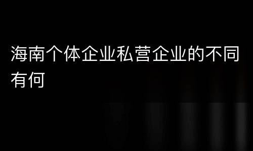 海南个体企业私营企业的不同有何