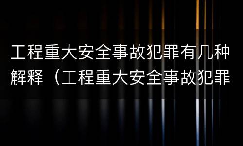 工程重大安全事故犯罪有几种解释（工程重大安全事故犯罪有几种解释法）