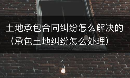 土地承包合同纠纷怎么解决的（承包土地纠纷怎么处理）