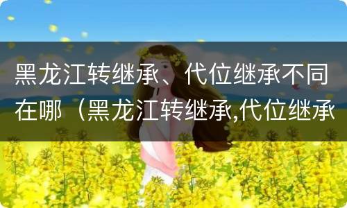 黑龙江转继承、代位继承不同在哪（黑龙江转继承,代位继承不同在哪可以办理）