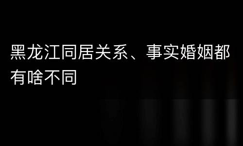 黑龙江同居关系、事实婚姻都有啥不同