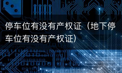 停车位有没有产权证（地下停车位有没有产权证）