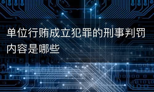 单位行贿成立犯罪的刑事判罚内容是哪些