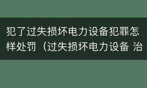 犯了过失损坏电力设备犯罪怎样处罚（过失损坏电力设备 治安处罚）