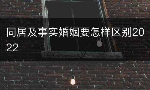 同居及事实婚姻要怎样区别2022
