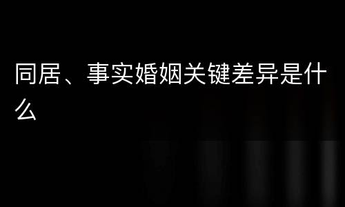 同居、事实婚姻关键差异是什么