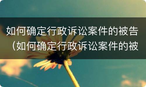 如何确定行政诉讼案件的被告（如何确定行政诉讼案件的被告人）