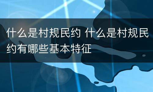什么是村规民约 什么是村规民约有哪些基本特征