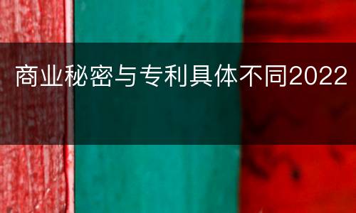 商业秘密与专利具体不同2022